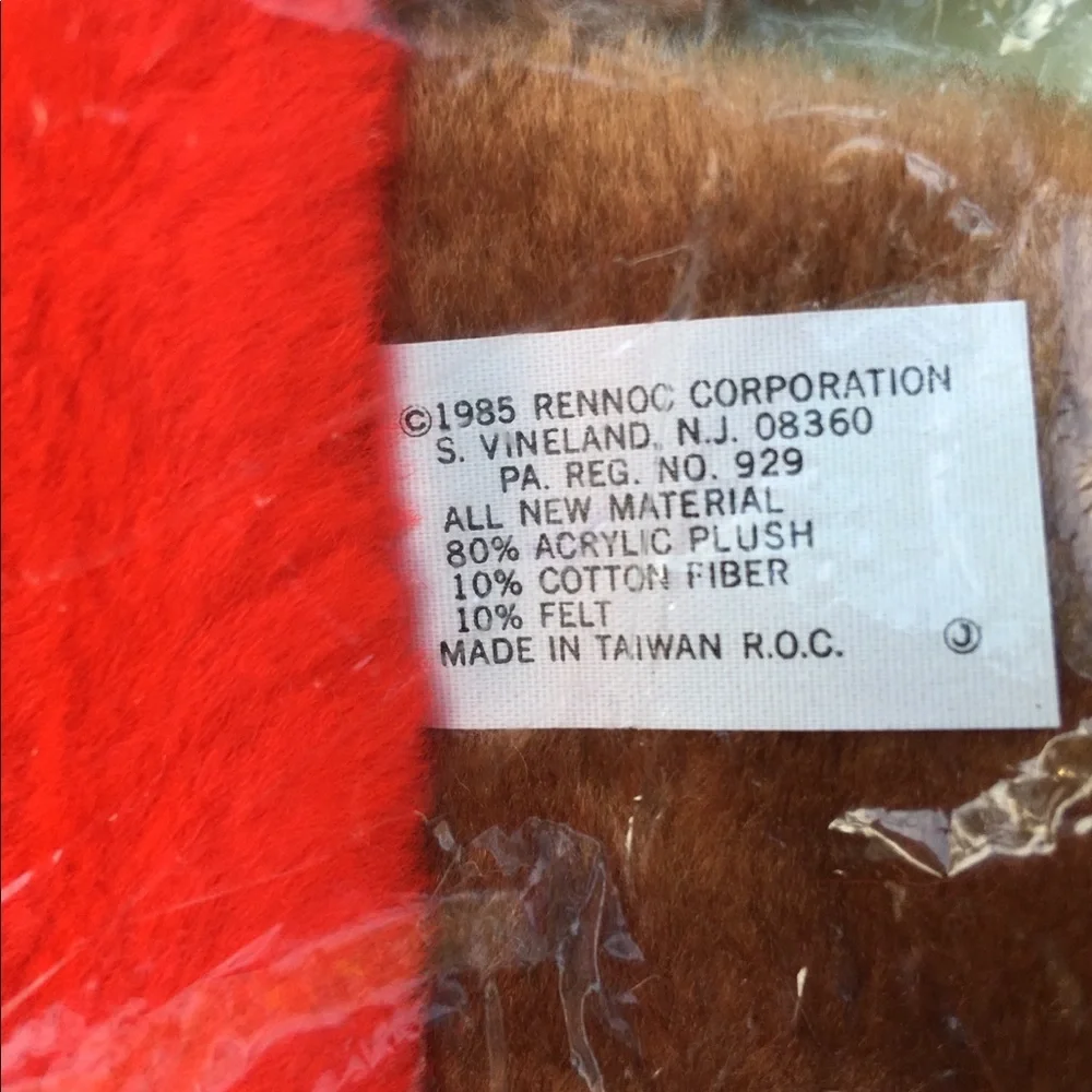 Vintage Christmas Stocking Teddy Bear Plush New Rennoc 1985 Santa’s Best NOS NIP